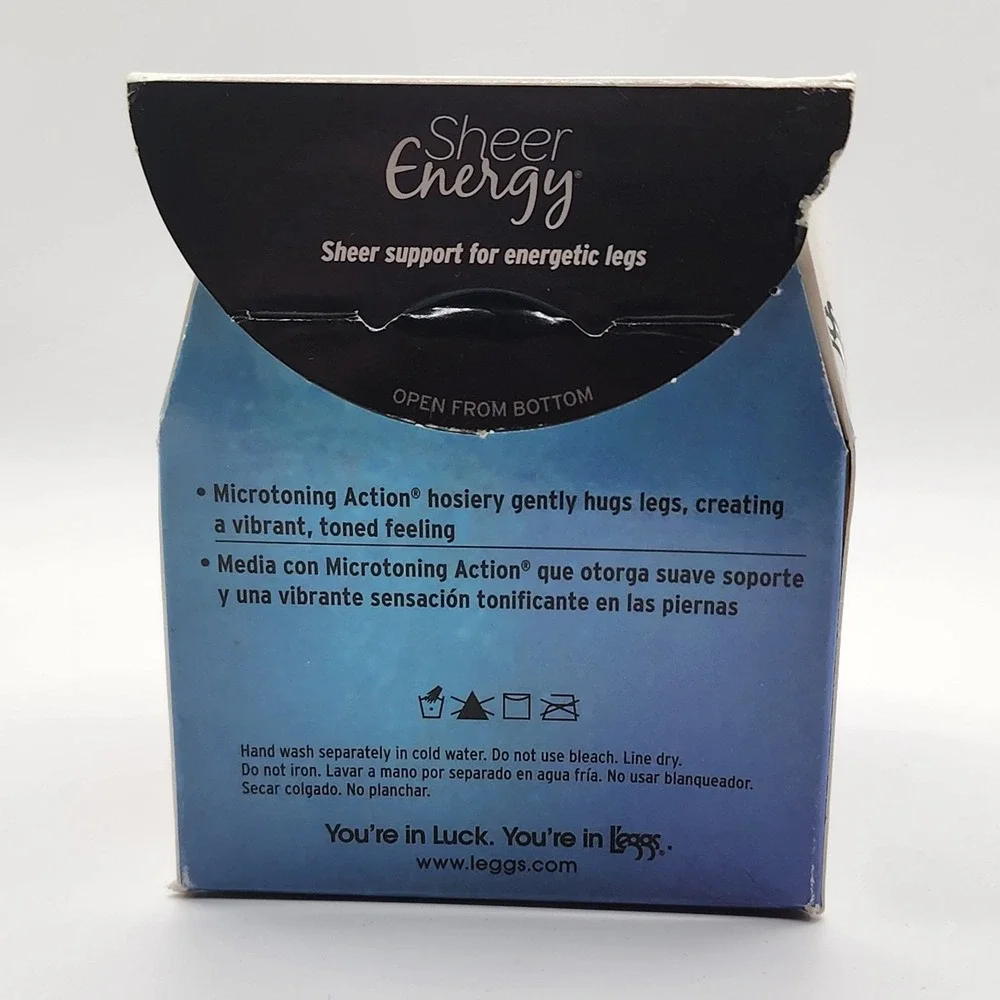 New Leggs Sheer Energy Pantyhose Womens Q+ Jet Black Control Top Medium Support